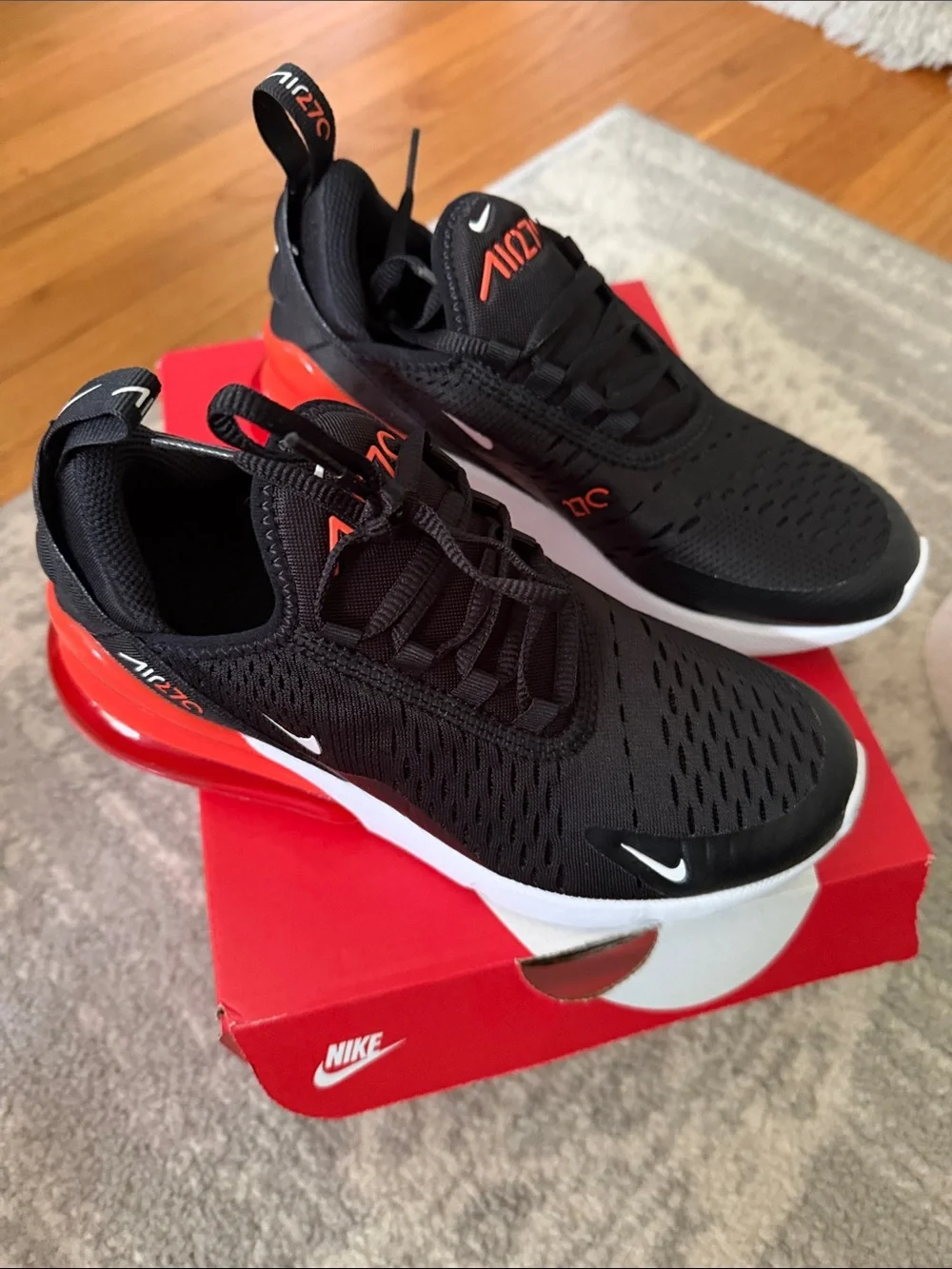 Nike Kids Black and Red Air Max 270 Sneakers